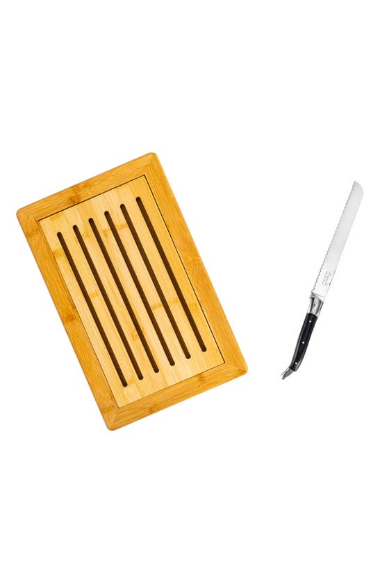 French Home Laguiole Bread Knife & Cutting Board Set In Black