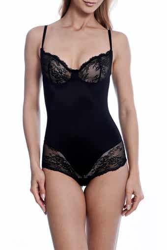 Smooth and Silky Bodysuit Shaper with Built-in Wire Bra and Sexy Lace –
