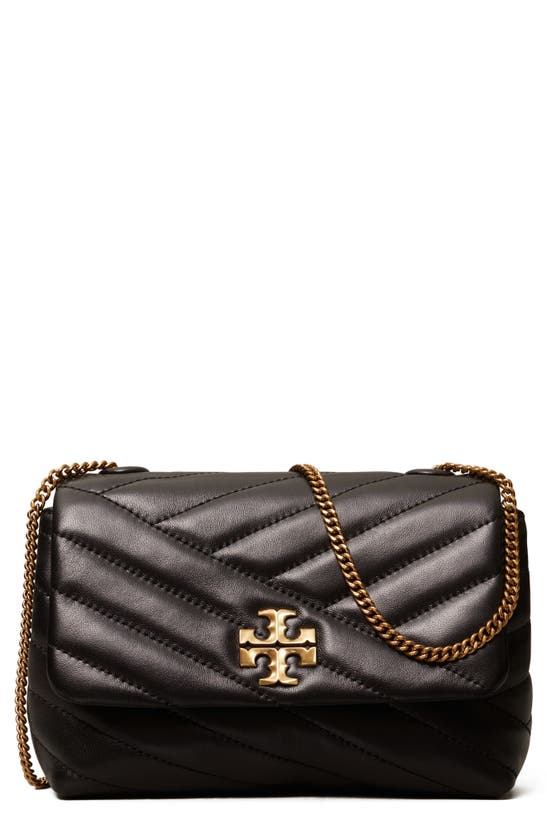 Tory Burch Kira Chevron Mini Quilted Leather Convertible Crossbody Bag In Black