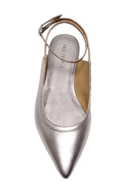 Free People Jules Pointy Toe Ankle Strap Leather Flat In Gunmetal