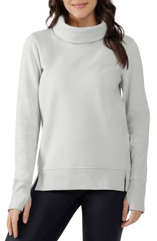 90 Degree By Reflex Funnel Neck Thumbhole Sleeve Pullover In Oyster Mushroom