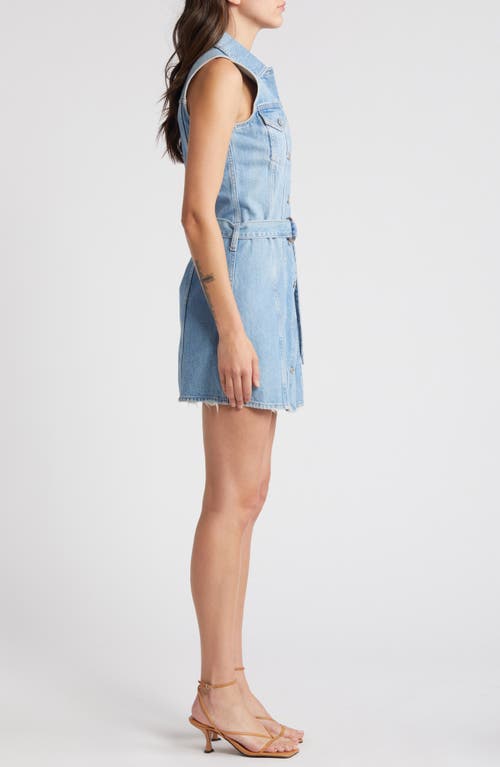 Shop Rails Wilshire Distressed Belted Sleeveless Denim Shirtdress In Blue Dream