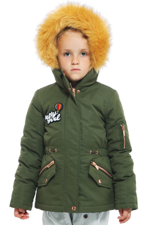 Rokka&rolla Kids' Parka Jacket With Insulated Hood In Olive