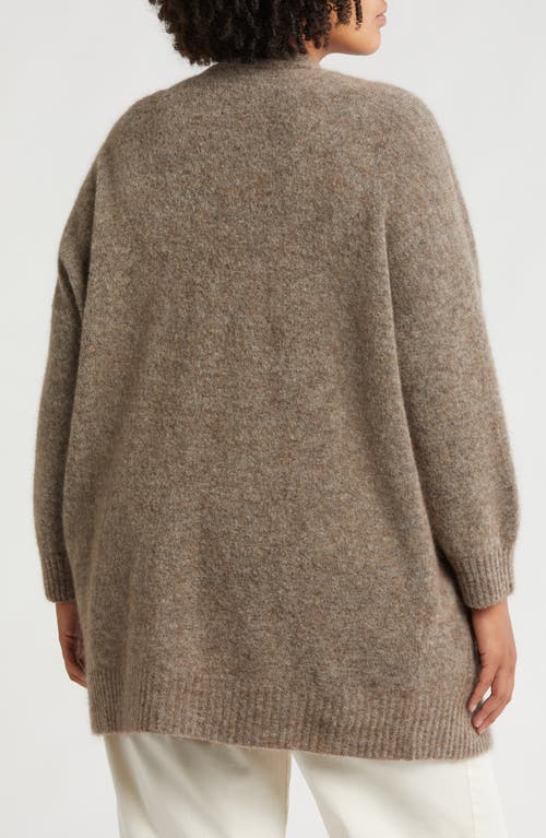 Shop Eileen Fisher Open Front Brushed Cardigan In Taupe