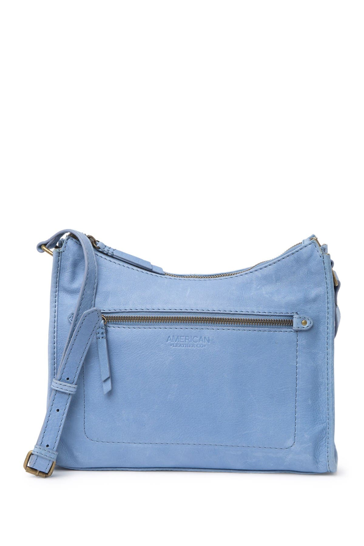 American Leather Co. Chadron Smooth Leather Crossbody In Glacier Blue Smooth