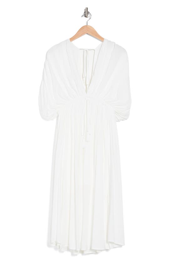 Wishlist Dolman Sleeve Tie Waist Midi Dress In Ivory