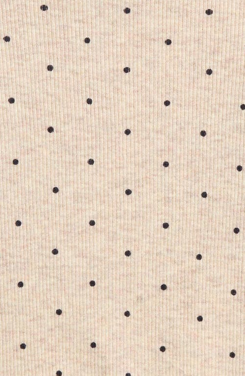 Shop Nordstrom Kids' Rib Crewneck Top In Beige Oatmeal Heather Dots