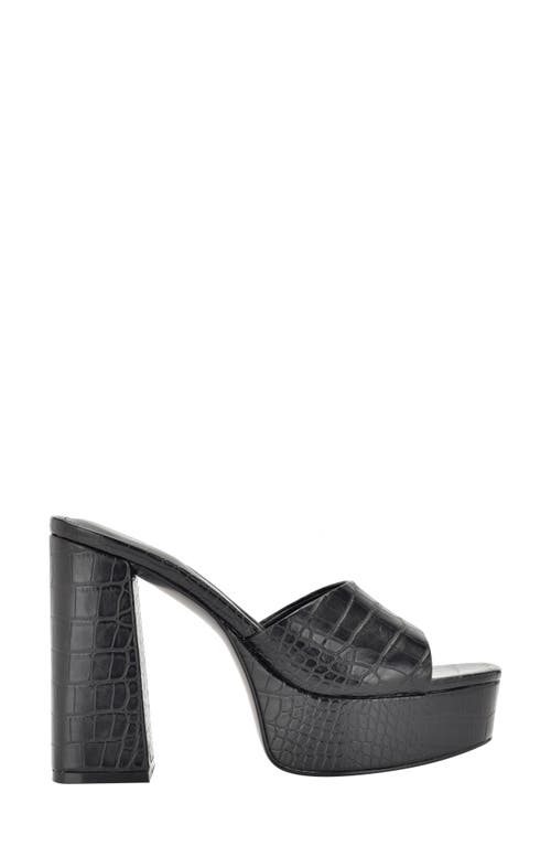 Guess Jadah Reptile Embossed Platform Sandal In Black 002