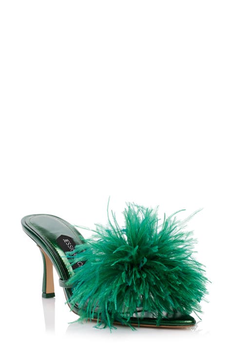 Malina Feather Pointed Toe Slide Sandal (Women)