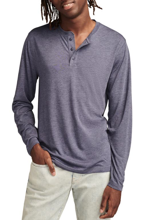 Shop Lucky Brand Long Sleeve Slub Jersey Henley In Baltic Sea