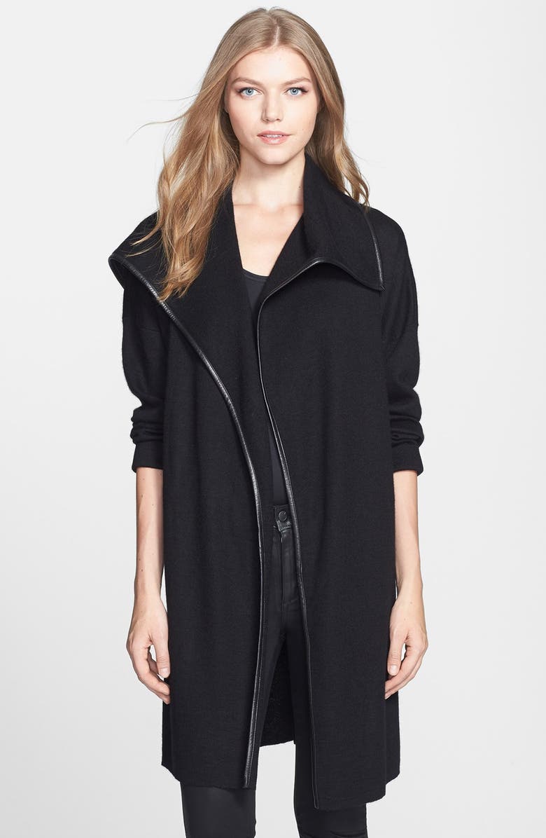 Belford Leather Trim Open Front Cashmere Cardigan | Nordstrom
