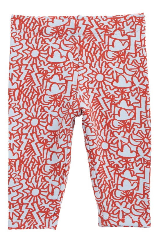 Open Edit Babies' Printed Cotton Blend Leggings In Blue Kentucky Squiggly
