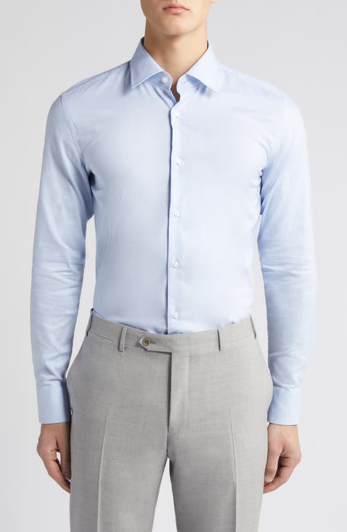 BOSS Hank Slim Fit Easy Iron Solid Stretch Dress Shirt in Light Blue at Nordstrom, Size 14.5
