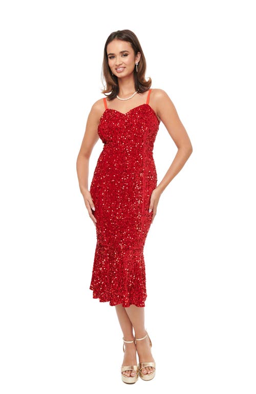 Shop Unique Vintage Sequin Wiggle Dress In Red