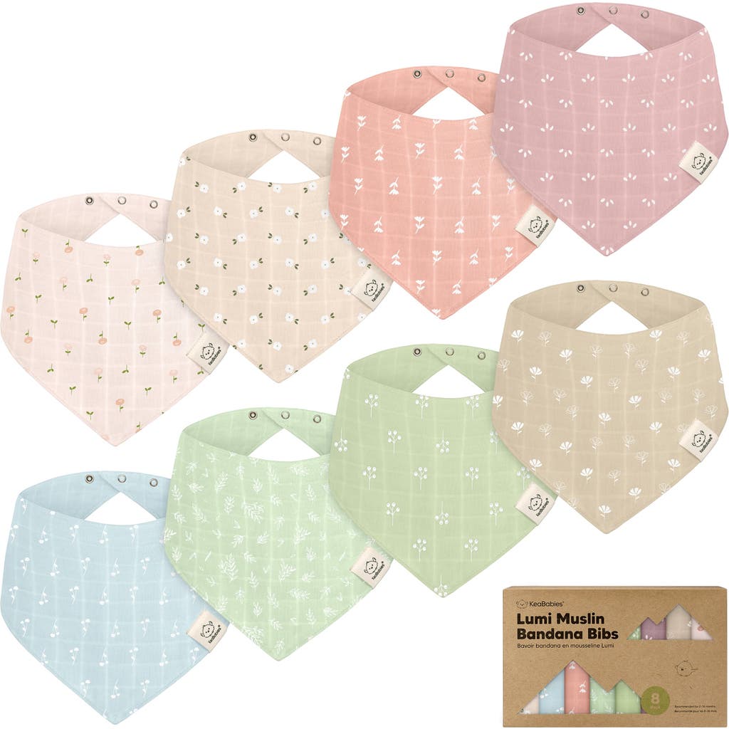 Keababies 8-pack Lumi Muslin Bandana Bibs In Wild Bloom