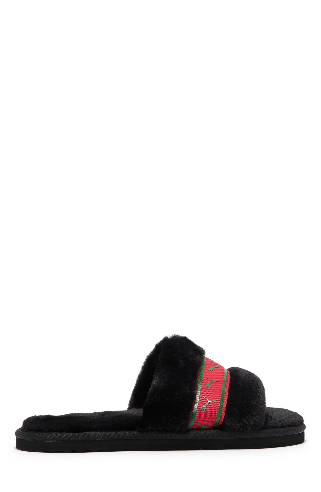 puma slides with fur red