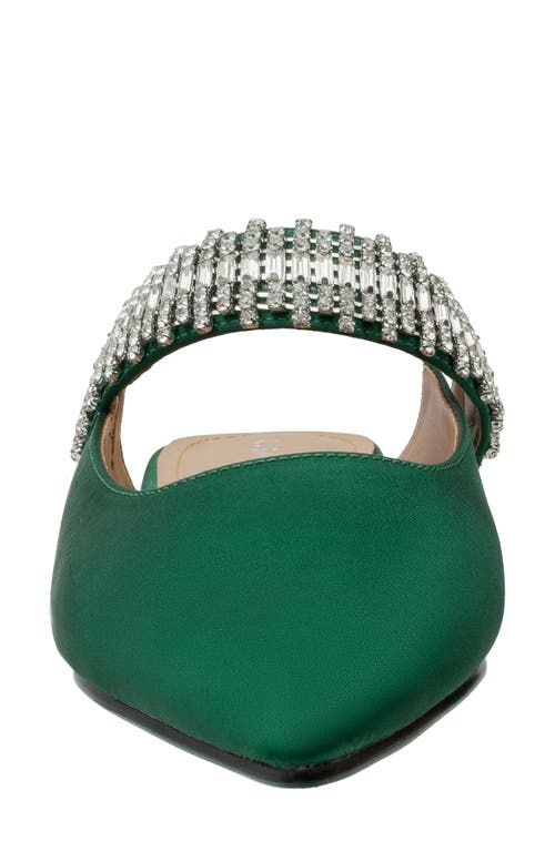 Lisa Vicky Move Crystal Embellished Pointed Toe Satin Flat In Dark Green