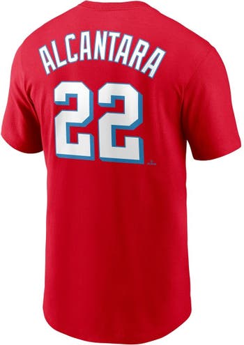 Men's Miami Marlins Sandy Alcantara Nike Red City Connect Name & Number  T-Shirt