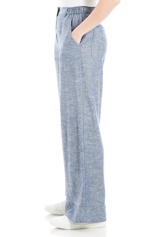 Shop Max Studio High Waist Wide Leg Linen Blend Pants In Navy-xdye