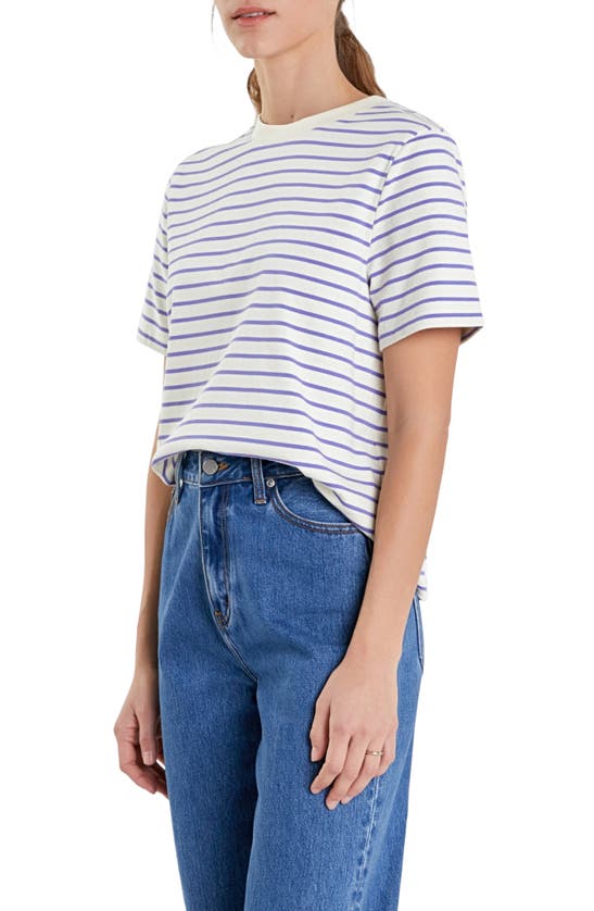 English Factory Striped Cotton Jersey Short Sleeve T-shirt In Purple