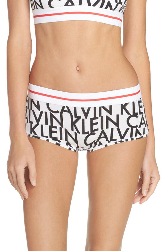 Calvin Klein 'modern' Logo Panties In White Logo Print
