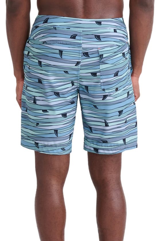 Shop Saxx Betawave 2n1 9-inch Board Shorts In Fins- Blue Multi