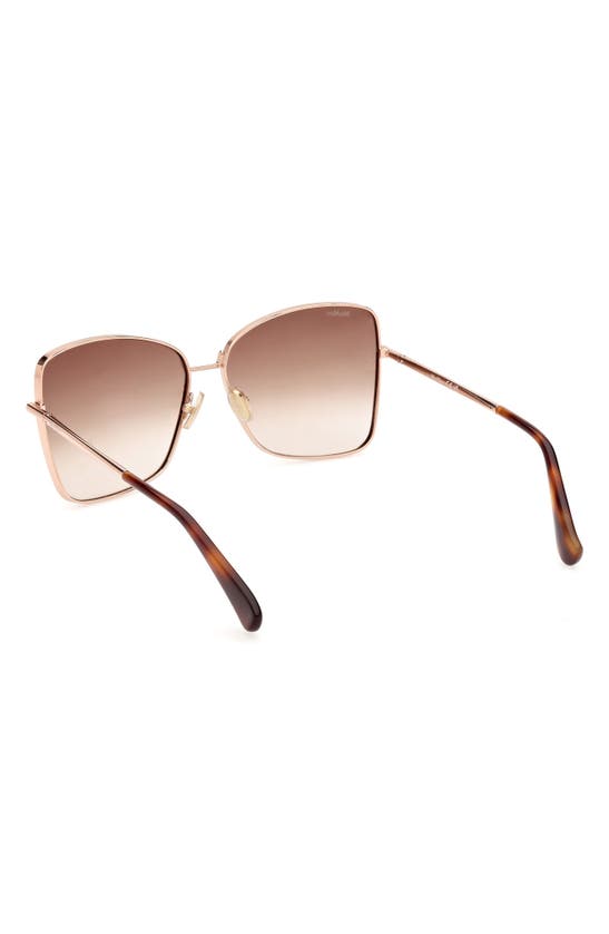 Max Mara 61mm Geometric Sunglasses In Shiny Rose Gold / Brown