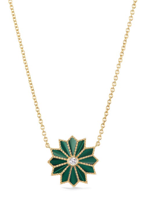 Orly Marcel Mini Sacred Flower Malachite & Diamond Pendant Necklace in Green at Nordstrom