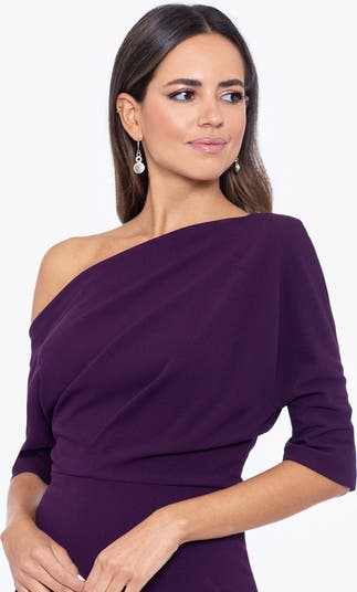 B & Adam One-Shoulder Crepe Scuba Sheath Dress