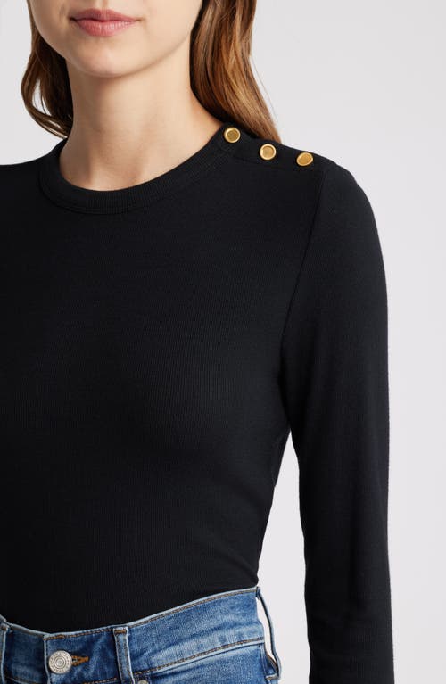 Shop Frame Long Sleeve Shoulder Button T-shirt In Black