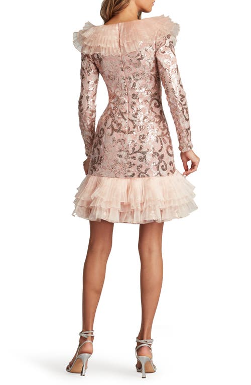 Sho By Tadashi Shoji Sequin Ruffle Long Sleeve Cocktail Dress In Blush/pink