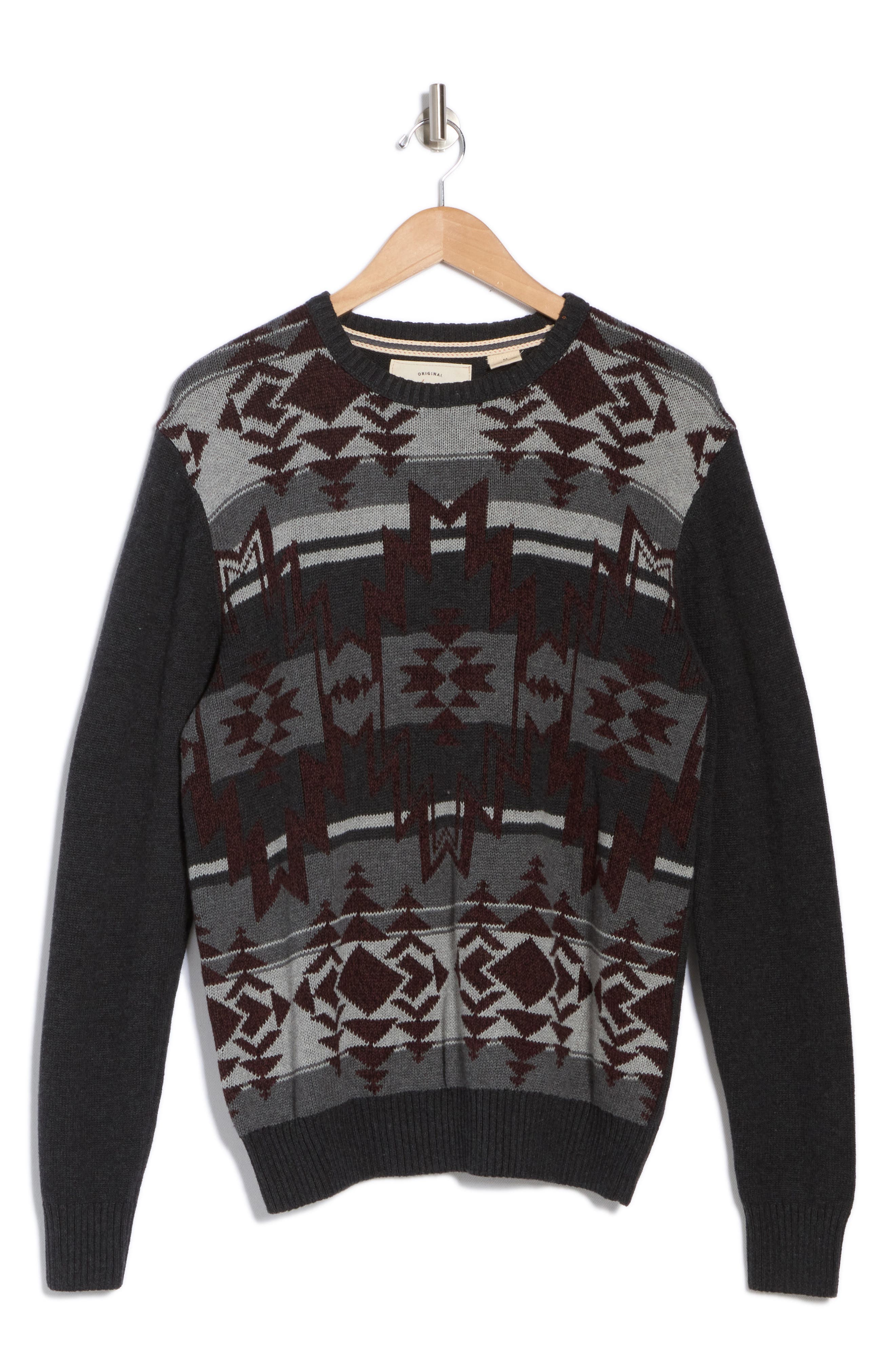 WEATHERPROOF WEATHERPROOF® GEOMETRIC COTTON CREWNECK SWEATER