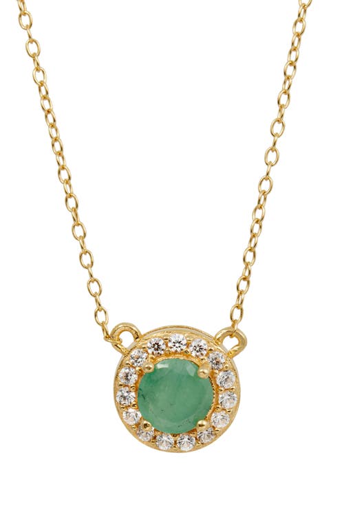 Shop Savvy Cie Jewels Gemstone Halo Pendant Necklace In Gold/emerald