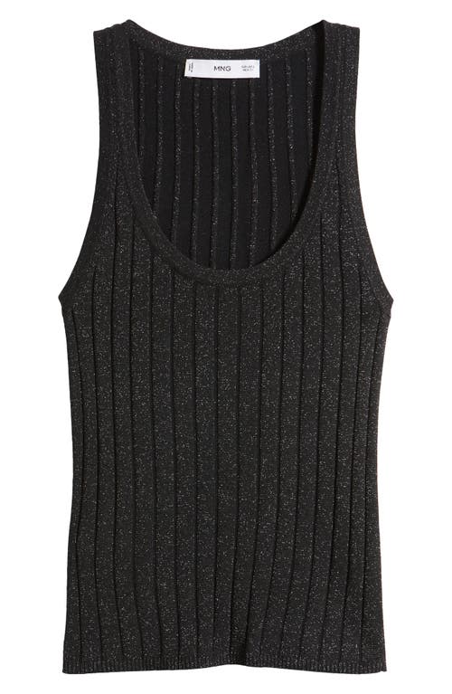 Shop Mango Metallic Rib Sweater Tank In Black