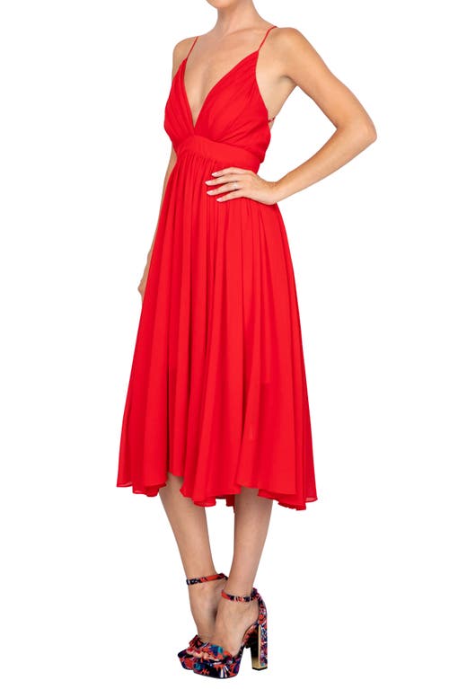 Meghan La Women's Enchanted Garden Floral Chiffon Midi Dress In Cherry