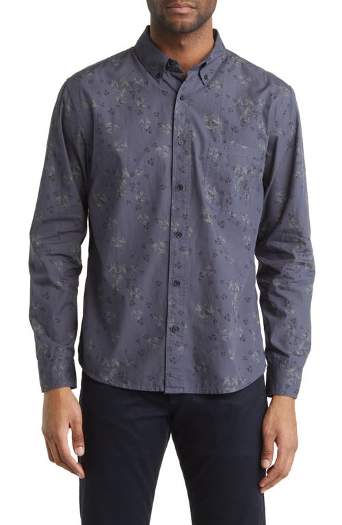 Billy Reid Tuscumbia Regular Fit Cotton Button-Up Shirt in Navy/Green