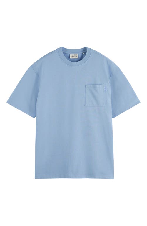 Scotch & Soda 3 Crosses Loose Fit Organic Cotton Pocket T-shirt In Blue