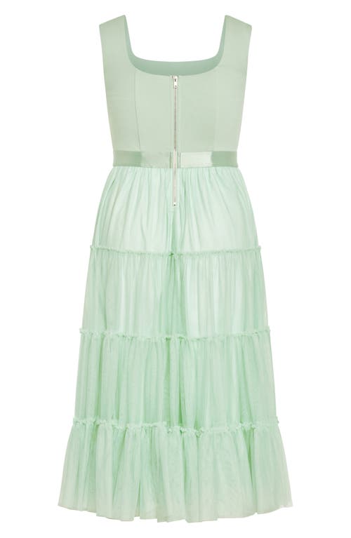 Shop City Chic Sherie Sleeveless Tiered Tulle Dress In Minty