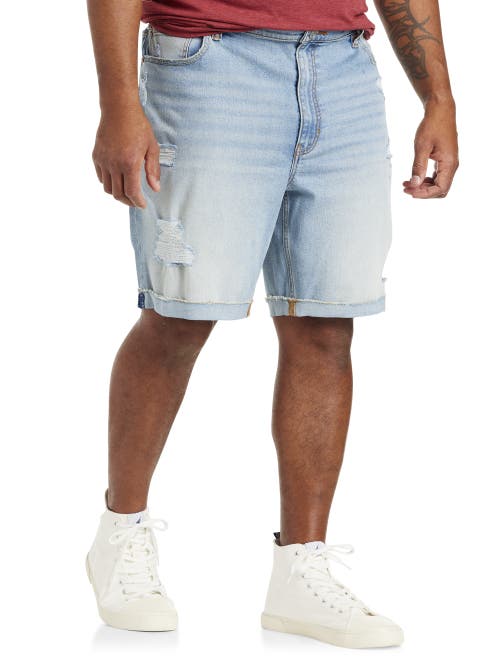 True Nation Athletic-fit Destructed Denim Shorts In Scooby Blue