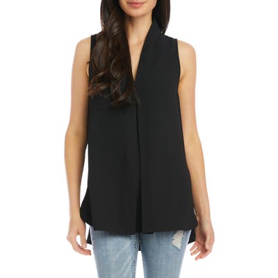 Karen Kane Front Pleat Sleeveless Crepe Blouse, Black