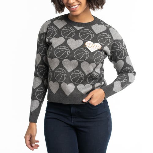 Women's Lusso Charcoal Phoenix Suns Basketball Love Swarovski Crystal Intarsia Pullover Sweater