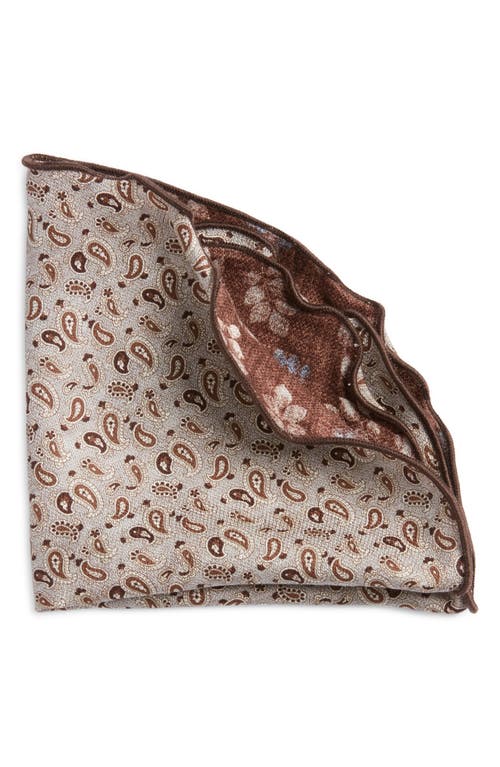 EDWARD ARMAH EDWARD ARMAH PAISLEY & LEAF PRINT REVERSIBLE SILK POCKET CIRCLE 