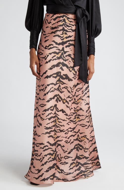 Zimmermann Matchmaker Flare Silk Satin Maxi Skirt Pink Tiger at Nordstrom,