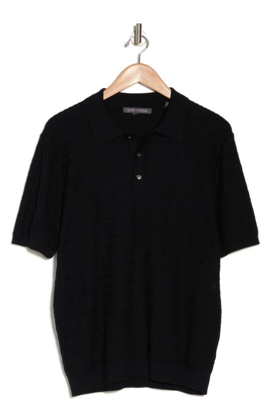 Shop Slate & Stone Wave Knit Sweater Polo In Navy