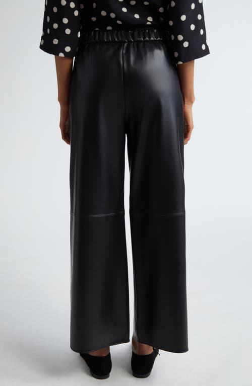 Shop Max Mara Lucina Faux Leather Wide Leg Crop Pants In Black