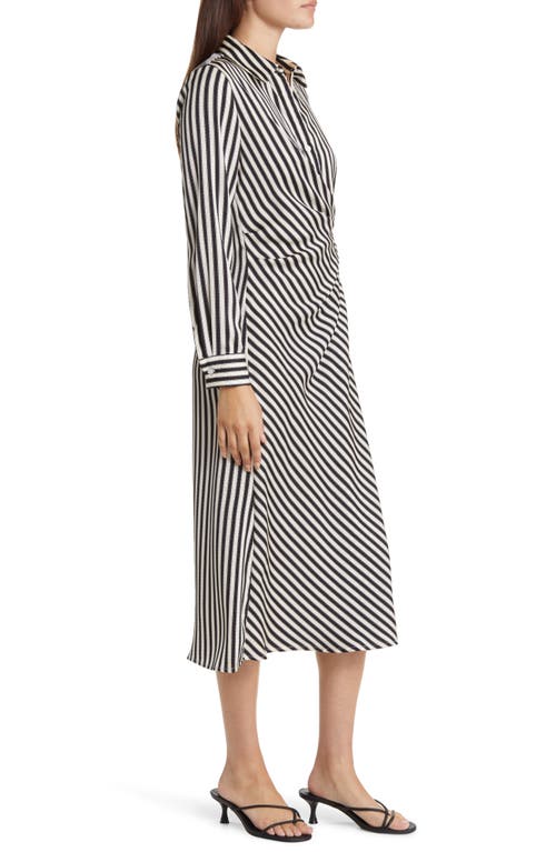 Shop Zoe And Claire Side Knot Stripe Shirtdress In Black/white