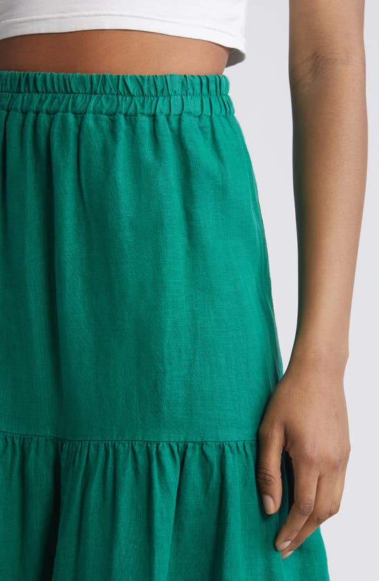 Shop Nation Ltd Esmeralda Linen Midi Skirt In Verdant Green