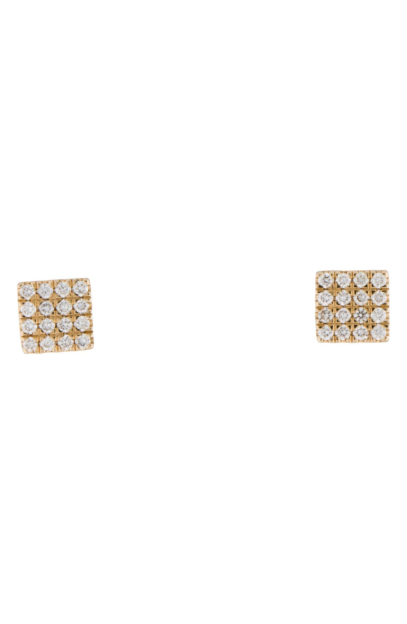 Adornia Fine 14k Yellow Gold Diamond Pave Square Stud Earrings