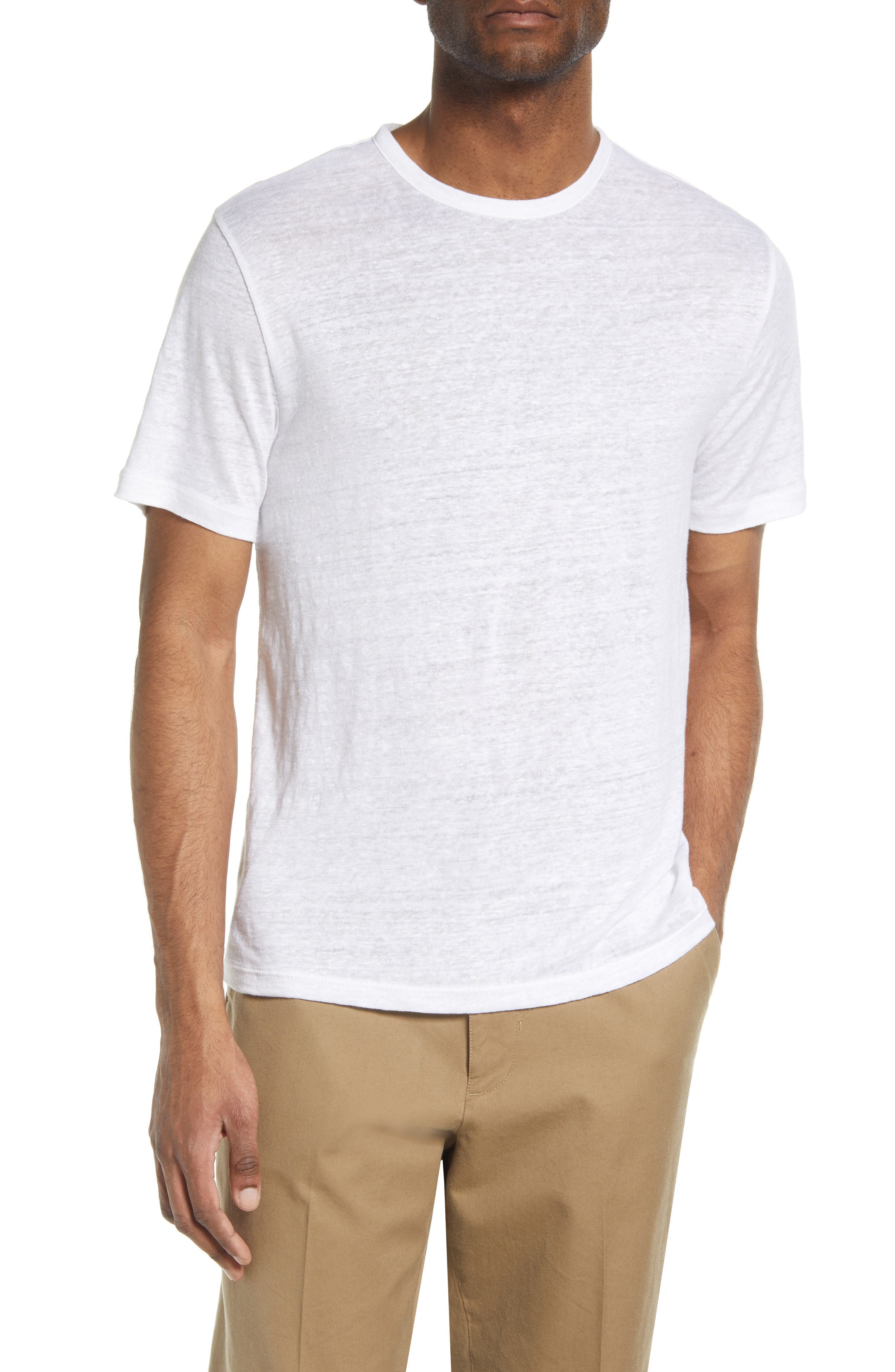 Vince V-Neck Linen-Blend T-Shirt 