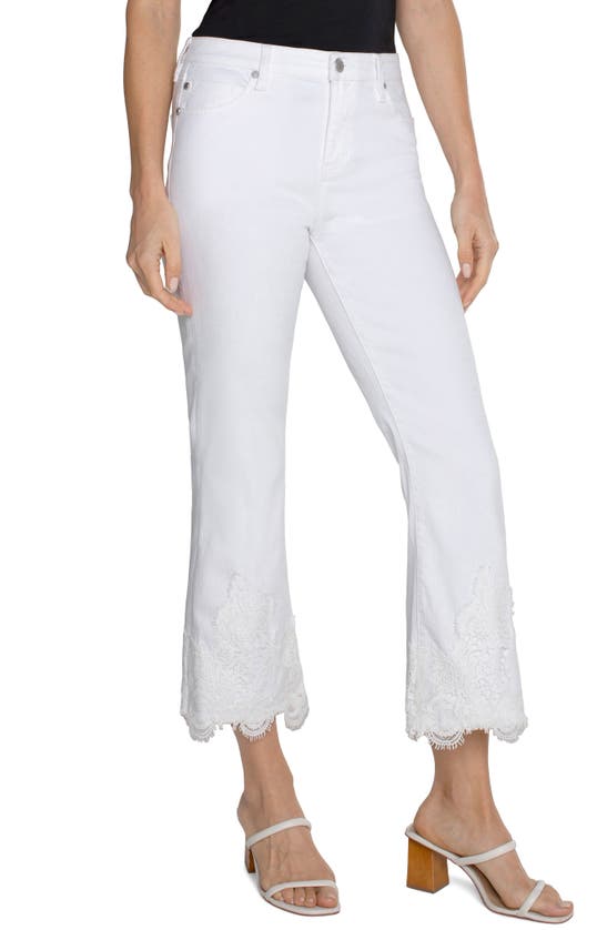 Shop Liverpool Los Angeles Hannah Lace High Waist Crop Flare Jeans In Bright White